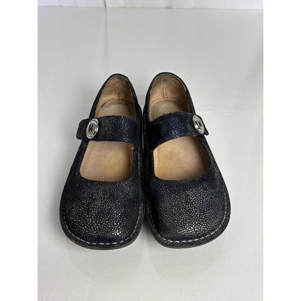 Alegria Paloma Mary Jane Shoes Black Blue Stingray Leather EU 38 US 8-8.5 - Picture 2 of 12